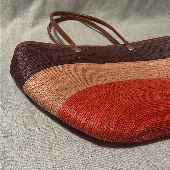 Woven Straw Multicolor Shoulder Tote Bag - Picture 5 of 8
